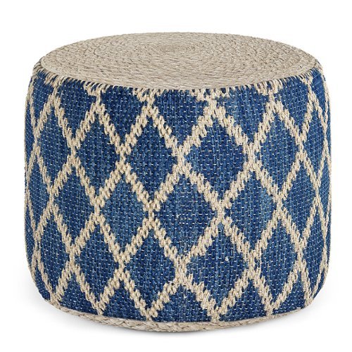 Simpli Home - Edgeley Round Pouf - Classic Blue, Natural