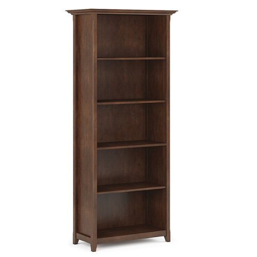 Photos - Display Cabinet / Bookcase Simpli Home  Amherst 5 Shelf Bookcase - Russet Brown AXCAMH09-RUS 