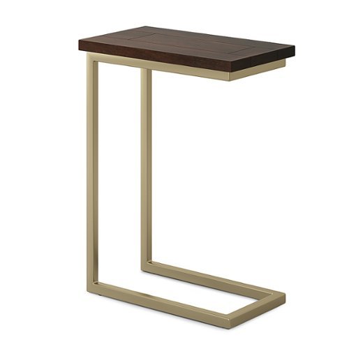 

Simpli Home - Skyler SOLID MANGO WOOD and Metal 18 inch Wide Rectangle Industrial C Side Table in, Fully Assembled - Dark Brown and Gold