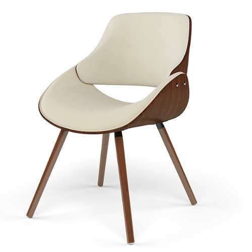 Simpli Home - Malden Mid Century Modern Bentwood Dining Chair with Wood Back in Faux Leather - Cream