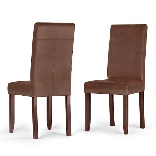 Simpli Home - Acadian Parson Dining Chair (Set of 2) - Distressed Saddle Brown