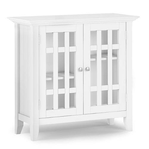 Simpli Home - Bedford SOLID WOOD 32 inch Wide Transitional Low Storage Media Cabinet in - White