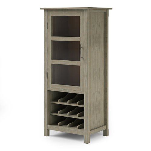 Simpli Home - Avalon High Storage Wine Rack Cabinet - Distressed Grey