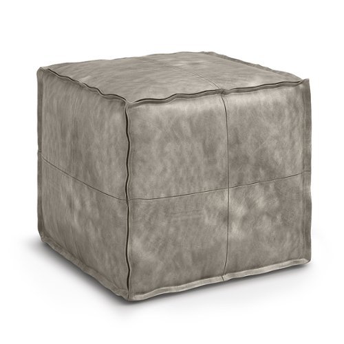 

Simpli Home - Brody Square Pouf - Distressed Grey