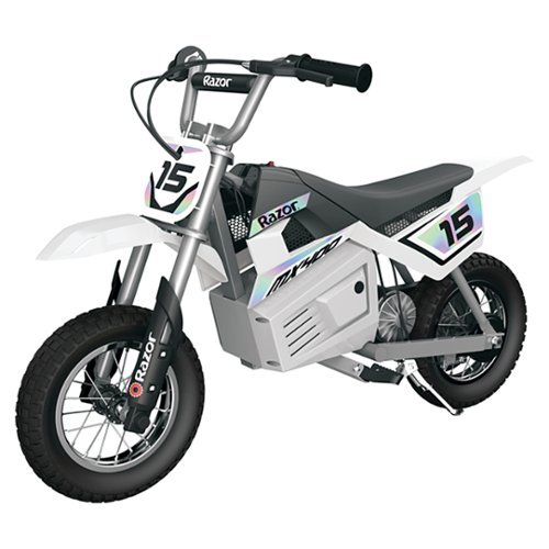 Razor - Dirt Rocket Toy Motocross Motorcycle Dirt eBike w/10 mi Max Operating Range & 14 mph Max Speed - White