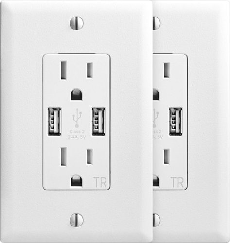 Best Buy essentials™ - 2.4 A USB Charger Wall Outlet (2-Pack) - White