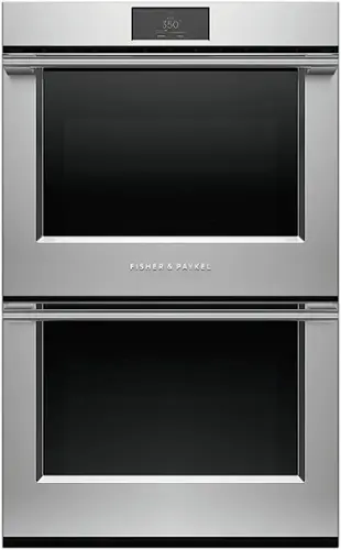 Front. Fisher & Paykel - Professional 30 in 8.2 cu ft Built-in 17 function Double Electric Convection Wall Oven with Self-cleaning - Stainless Steel.