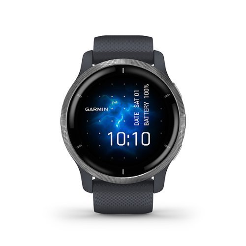 Garmin - Venu 2 GPS Smartwatch 33mm Fiber-Reinforced Polymer - Silver Bezel with Granite Blue Case