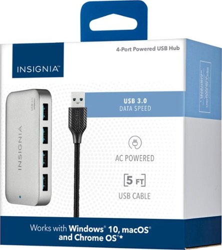 Insignia™ 4-Port USB 3.0 Powered Hub - Metallic Gray WHERE TO BUY