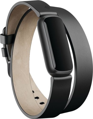 Fitbit - Luxe Horween Leather Double Wrap Accessory Band, One Size - Black