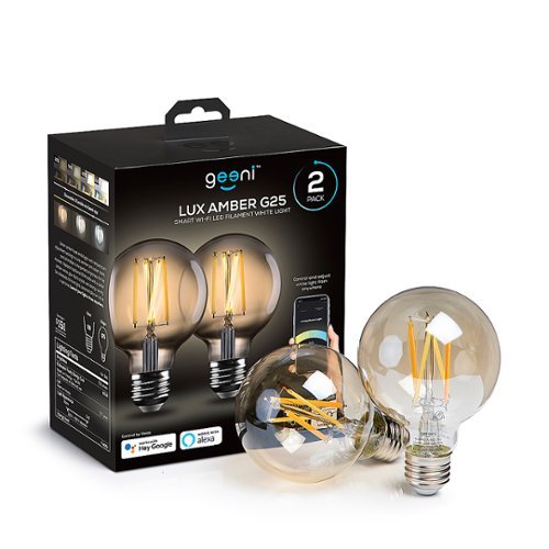 Geeni - LUX G25 Smart Edison Bulb (2-Pack) - Amber - White