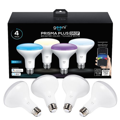 Geeni - Prisma Plus BR30 Wi-Fi Smart Bulb (4-Pack) - White