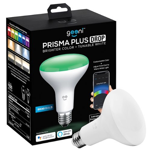 Geeni - Prisma Drop BR30 Wi-Fi Smart Light Bulb - White