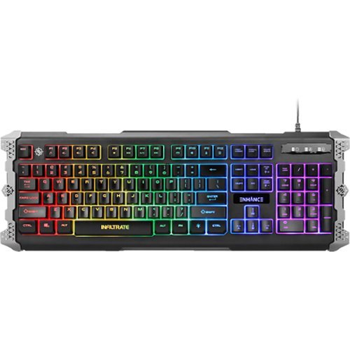 ENHANCE Infiltrate  Full-size Wired Membrane Hybrid Mechanical Gaming  with Soundwave LED Keyboard - Black WORLDWIDE DELIVERY
