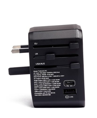 TUMI 3 Port Usb Power Adapter - Black GLOBAL SHIPPING