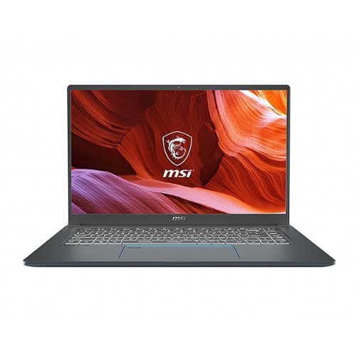 MSI - Prestige 15.6" 4K UHD Laptop - Intel Core i7-10710U - 32GB Memory - 1TB Solid State Drive - Windows 10 Pro - Gray with Blue Diamond cut-Front_Standard 