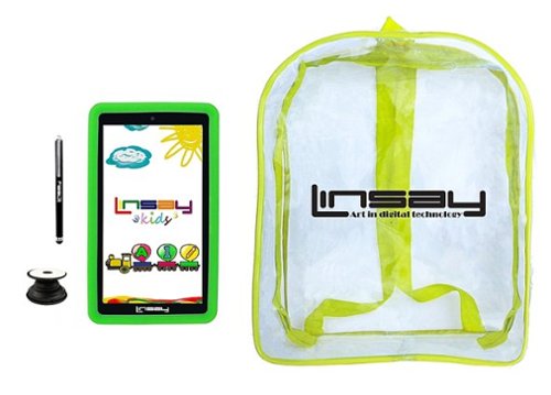 LINSAY - 7" Kids Tablet, Stylus, Tablet Pop Holder, and Backpack Bundle - 32GB - Green