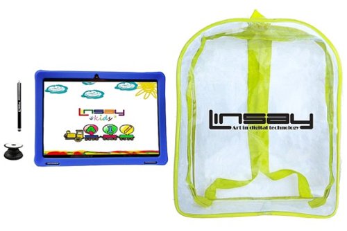 LINSAY - 10.1" Kids Tablet, Stylus, Tablet Pop Holder, and Backpack Bundle - 32GB  - Blue