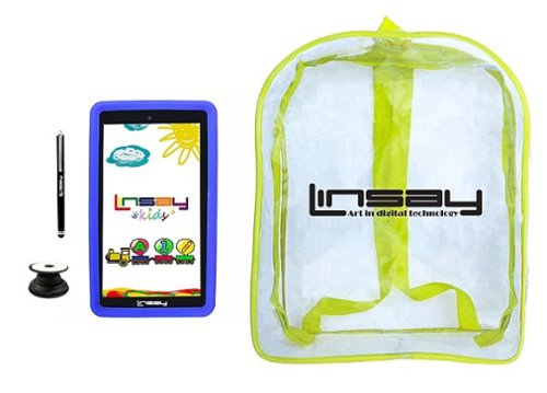 LINSAY - 7" Kids Tablet, Stylus, Tablet Pop Holder, and Backpack Bundle - 32GB - Blue