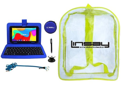 LINSAY - 7" Tablet, Leather Case, Keyboard, Stylus, and Tablet Pop Holder Bundle - 32GB - Blue