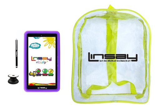 LINSAY - 7" Kids Tablet, Stylus, Tablet Pop Holder, and Backpack Bundle - 32GB - Blue