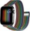 Platinum™ - Magnetic Stainless Steel Mesh Band for Apple Watch 42mm, 44mm, 45mm (Series 1-8) and Apple Watch Ultra 49mm - Pride Rainbow/Black-Angle_Standard