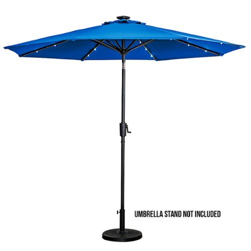 Sun Ray - 9' Round Solar Lighted Umbrella - Aluminum - 8Rib - OLEFIN FABRIC - Royal Blue
