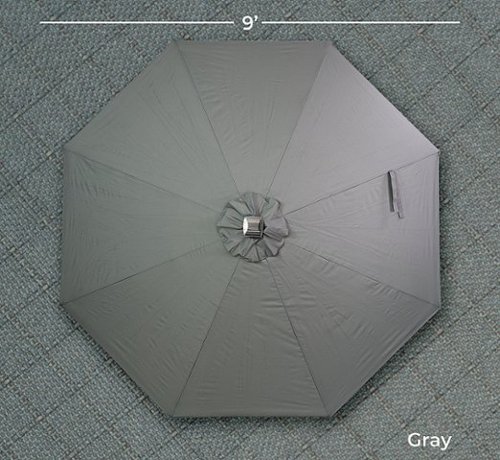 Sun Ray - 9' Round 8Rib Aluminum Bluetooth Solar Lighted Umbrella - Grey