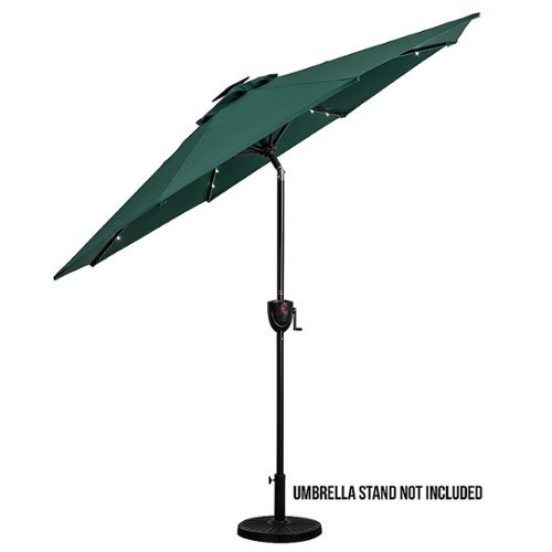 Sun Ray - 9' Round 8Rib Aluminum Bluetooth Solar Lighted Umbrella - Hunter Green-Angle_Standard 
