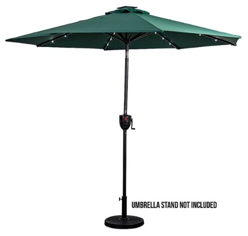 Sun Ray - 9' Round 8Rib Aluminum Bluetooth Solar Lighted Umbrella - Hunter Green
