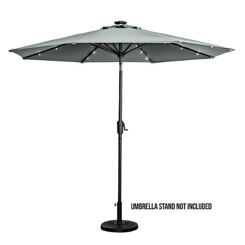 

Sun Ray - 9' Round 8Rib Solar Lighted Umbrella - Grey