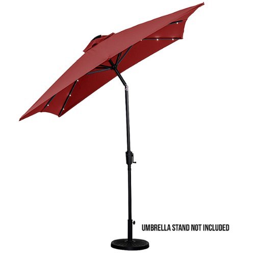 Sun Ray - 9'x7' Rectangular Solar Lighted Umbrella - Scarlet
