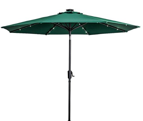 Sun Ray - 9' Round 8Rib Solar Lighted Umbrella - Hunter Green