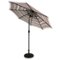 Sun Ray - 9' Round Solar Lighted Umbrella - Scarlet Striped-Front_Standard