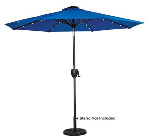Sun Ray - 9' Round 8Rib Aluminum Bluetooth Solar Lighted Umbrella - Royal Blue
