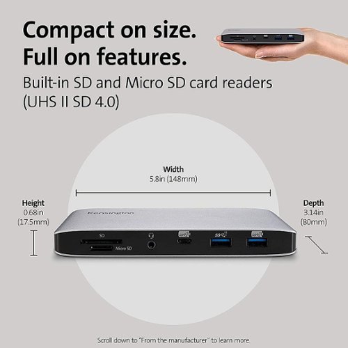 Kensington SD2500T Thunderbolt 3 and USB-C Dual 4K Hybrid Nano Dock with 60W PD - Win/Mac - Docking Station - Silver HOW TO BUY