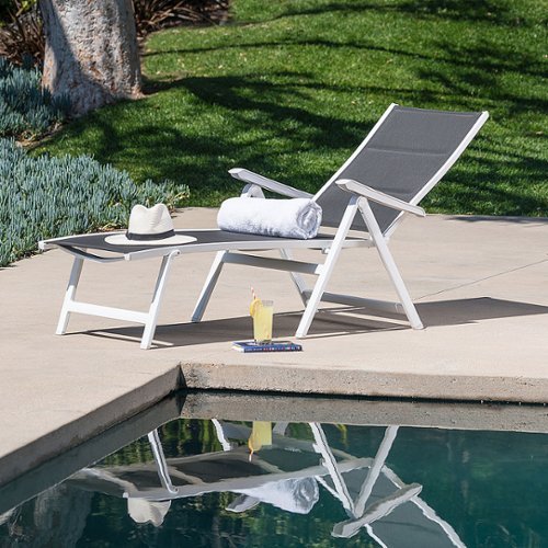 Mod Furniture - Everson Padded Sling Folding Chaise Lounge - White/Gray