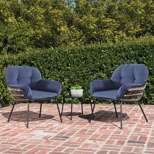 Hanover - Naya 3-Piece Chat Set with Cushions - Steel/Navy