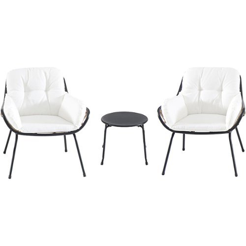 Mod Furniture - Bali 3-Piece Chat Set with Cushions - Steel/White