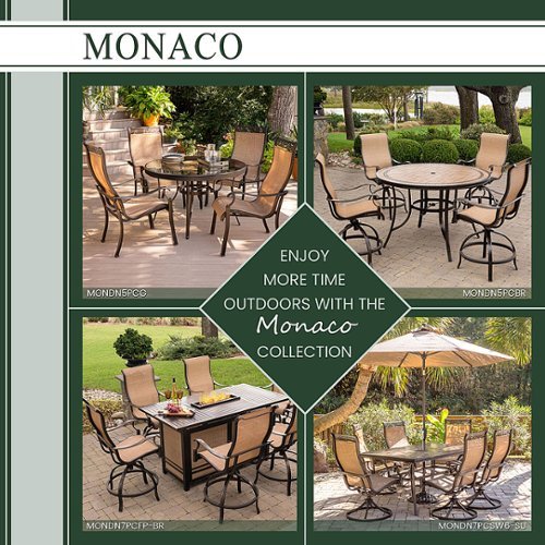 Hanover - Monaco 7-Piece Patio Dining Set with 6 PVC Sling Dining Chairs and Porcelain Tile Rectangular Dining Table - Tan/Bronze