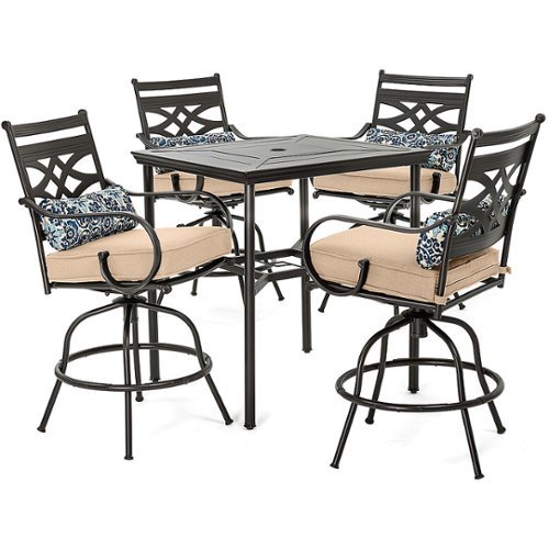 

Hanover - Montclair 5-Piece High-Dining Patio Set with 4 Swivel Chairs and a 33-In. Counter-Height Dining Table - Tan/Brown
