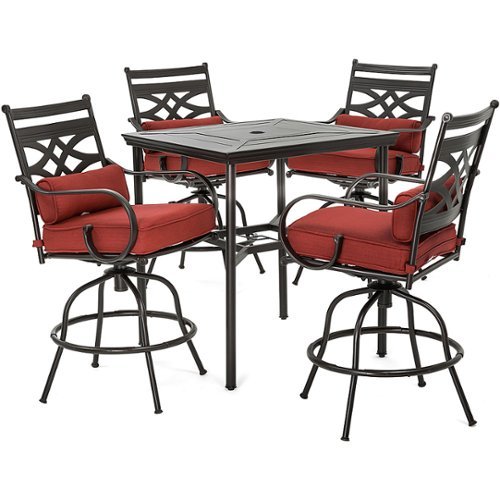 

Hanover - Montclair 5-Piece High-Dining Patio Set with 4 Swivel Chairs and a 33-In. Counter-Height Dining Table - Chili Red/Brown