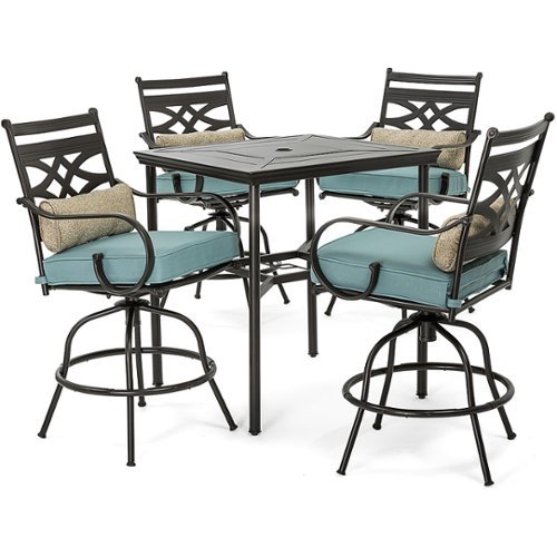 

Hanover - Montclair 5-Piece High-Dining Patio Set with 4 Swivel Chairs and a 33-In. Counter-Height Dining Table - Ocean Blue/Brown