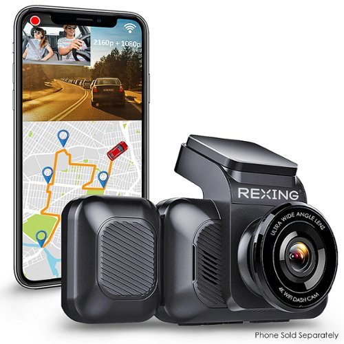 Rexing V5C 3” 4K Dual Dash Cam with Dual Band WiFi GPS with Adhesive Mount - Black WORLDWIDE DELIVERY