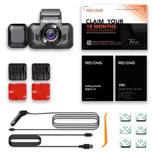 Rexing V5C 3” 4K Dual Dash Cam with Dual Band WiFi GPS with Adhesive Mount - Black WHERE TO BUY