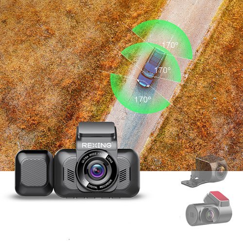 Rexing V5C 3” 4K Dual Dash Cam with Dual Band WiFi GPS with Adhesive Mount - Black GLOBAL SHIPPING