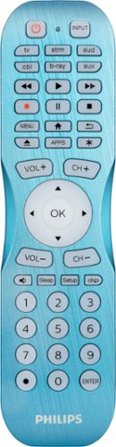 Philips - 6 Device Backlit Universal Remote Control - Brushed Electric Blue
