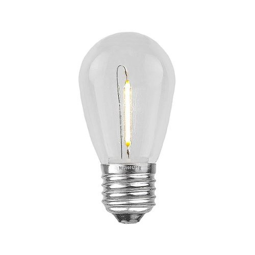 Novelty Lights - 25 Pack Warm White S14 LED Plastic Filament Replacement Medium Base E26 Bulbs - Warm White