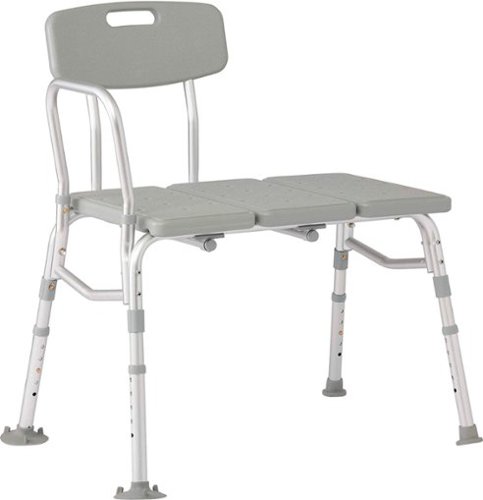 Medline - Transfer Bench for Bathtub, for Use as a Bath or Shower Chair, Height Adjustable Legs, Non-Slip Feet - Gray