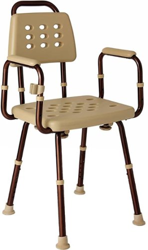 Medline Elements Shower Chair with Back, Infused with Microban Protection, - tan